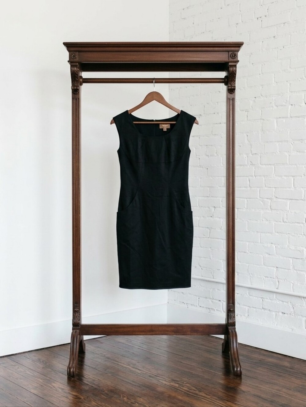 Sleeveless Black Midi Sheath Dress - Brand Not Visible